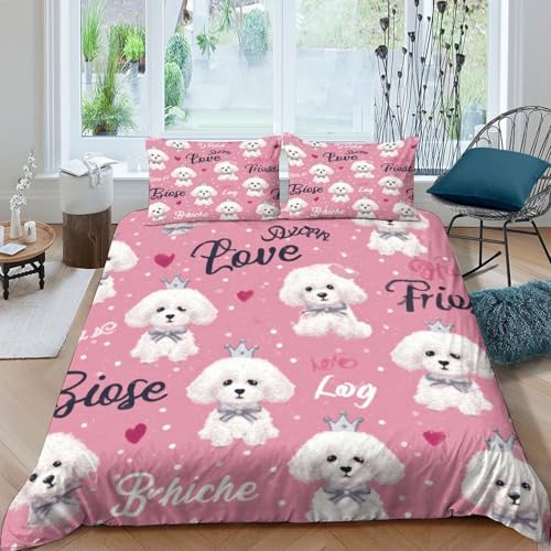 Housse de Couette Caniche 3D 140x200 Parure de Lit Microfibre - 4