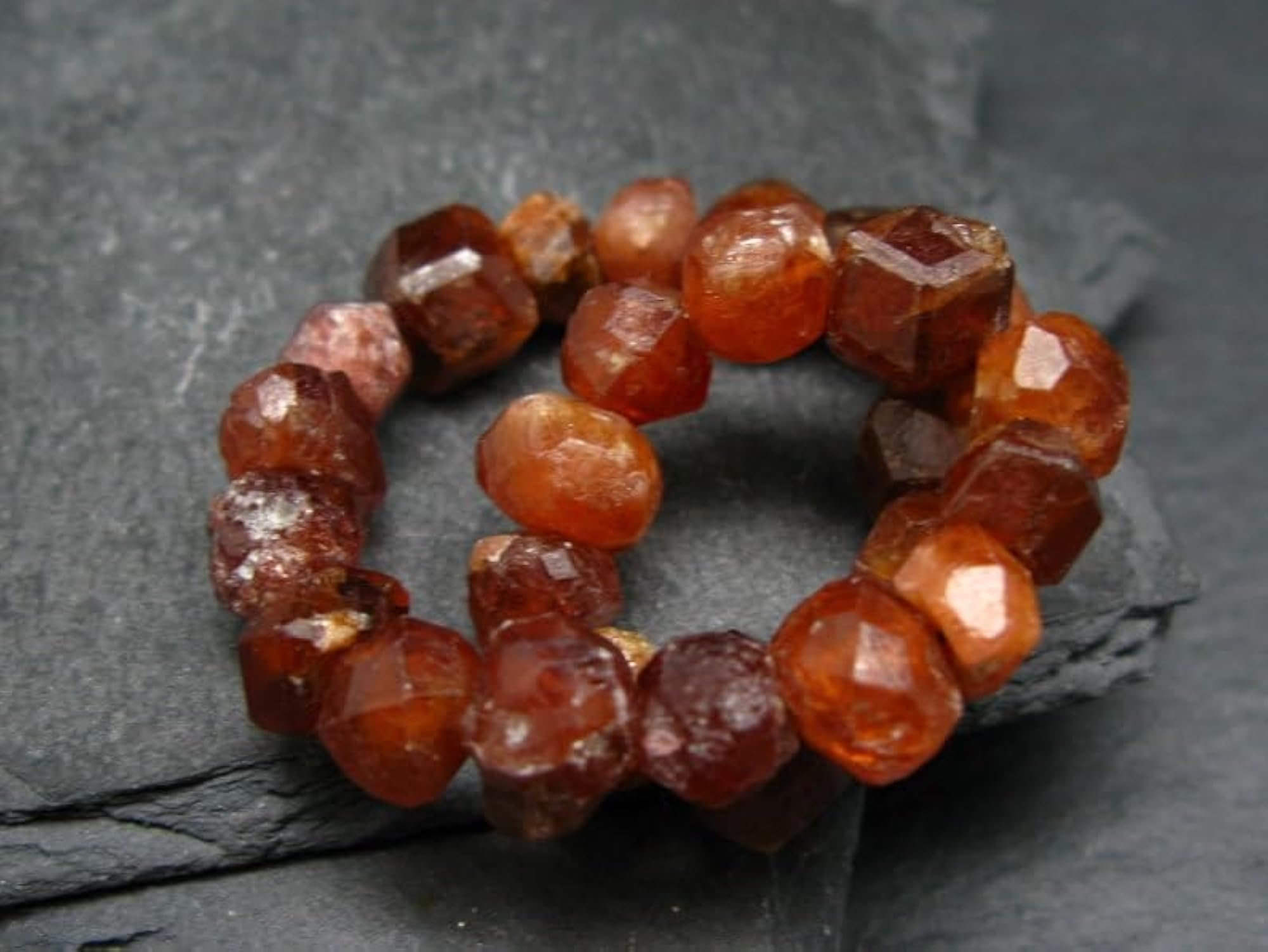 Natural Hessonite Garnet 8mm Tumble Shape Bracelet, Unisex