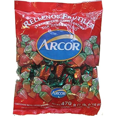 Liebers Arcor Juice Filled Strawberry Hard Candy 470-gram Bag, Vegan Friendly Cover