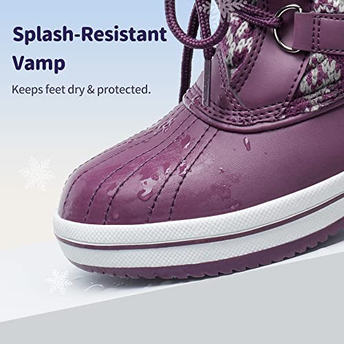 Dream Pairs Boys Girls Winter Snow Boots For Little Big Kids Purple/White Size 6 Big Kid Sdsb2225K #TOP1