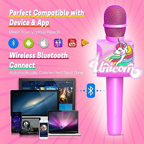 Toys for Girls Age 3-12, Exssary Kids Microphone 3 4 5 6 7 Year Old Girl Gifts Karaoke Microphone for Kids Girls Gifts 8-12 Years Old Toys for 3+ Year Old Girls Christmas Unicorn Gifts for Girls 5 514e09p4BEL. AC