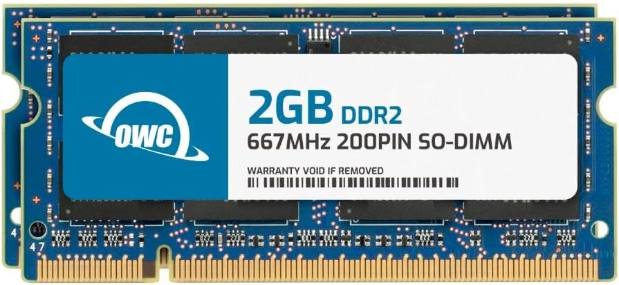 OWC 4GB (2x2GB) DDR2 667 PC2-5300 CL5 2Rx8 200-pin 1.8V Non-ECC SODIMM Memory RAM Module Upgrade Kit for Select Laptops or All-in-One Systems