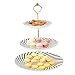 Soporte de cerámica para tartas de 3 niveles – Elegante soporte para magdalenas de postre – Bandeja para servir pastelería para fiesta de té, boda y cumpleaños (1 blanco)
