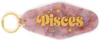 Astrological Leo Zodiac Sign Acrylic Keychain with Gold Stars