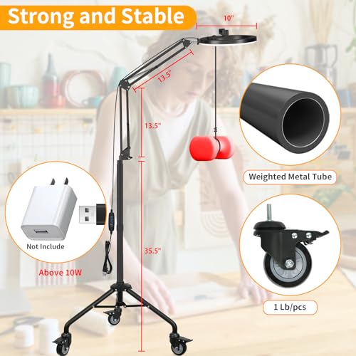 Image of LUXSURE Ring Light Tripod for iPhone,Ring Light with Stand and Phone Holder,LED Overhead Camera Mount with Casters,Phone Tripod with Light and Remote for Video Recor
