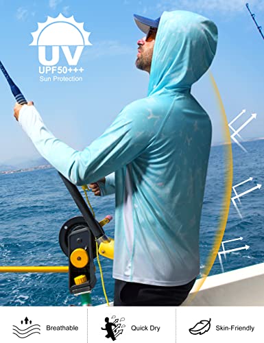 Roadbox Men's Performance Fishing Hoodie, UPF 50+ UV Sun Protection Rash Guard, Outdoor Long Sleeve Water Hiking Swim Shirts4