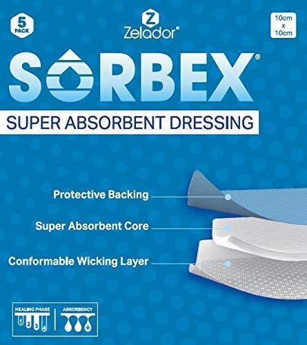 Super Absorbent Dressing Pad for Moderate to Heavy Exuding Draining Wounds (15x15cm) Superior Moisture Absorption sterile and Breathable