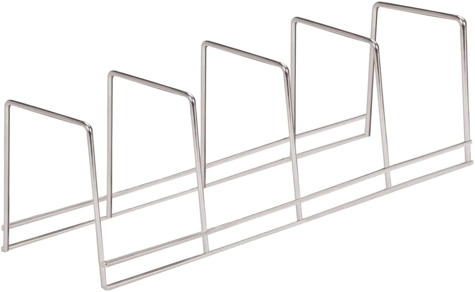 Better Houseware 1494/4 Pot Pan Organizer Under Cabinet, Plate Rack, standard, Silver, 4 divided slots