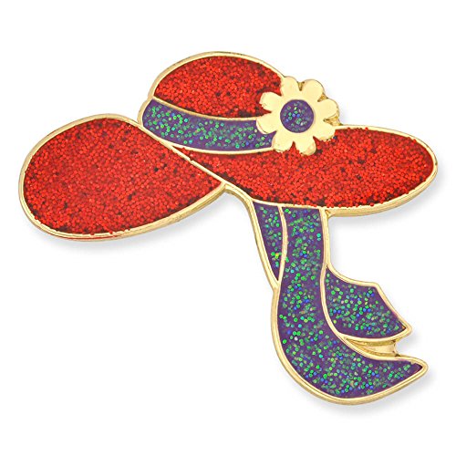 PinMart Glitter Red Hat Brooch Enamel Pin