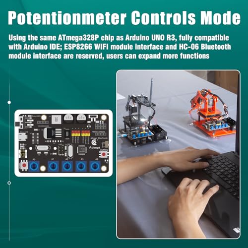 Adeept 5-DOF Robot Arm Kit 5Axis Robotic Compatible with Arduino IDE Programmable DIY Coding STEM Robotics Arm with OLED Display Processing Code and PDF Tutorials - Image 7