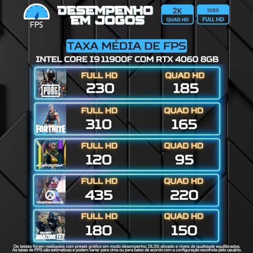 PC Gamer LUDIC by BluePC - Intel Core i9 11900F, Geforce RTX 4060 8GB, 16GB RAM, SSD 1TB M.2 NVMe, F