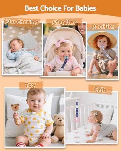 Image of ALVABABY Pacifier Clips 8 Pack Pacifier Binky Paci Holder Leashes for Teethers 8DP20A