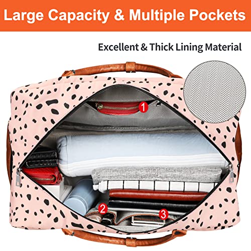 Weekender Bag For Women, 21" Womens Overnight Bag Travel Duffel Bag Set With Shoe Compartment Carry On Bag Fit 21.5" Laptop, Perfect For Travel/Business/Gift (Pink) #TOP6