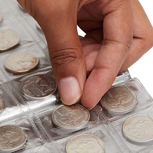 image for Juvale Coin Collection Book - 240-Pocket Organizer & Top-Flap Coin Alb