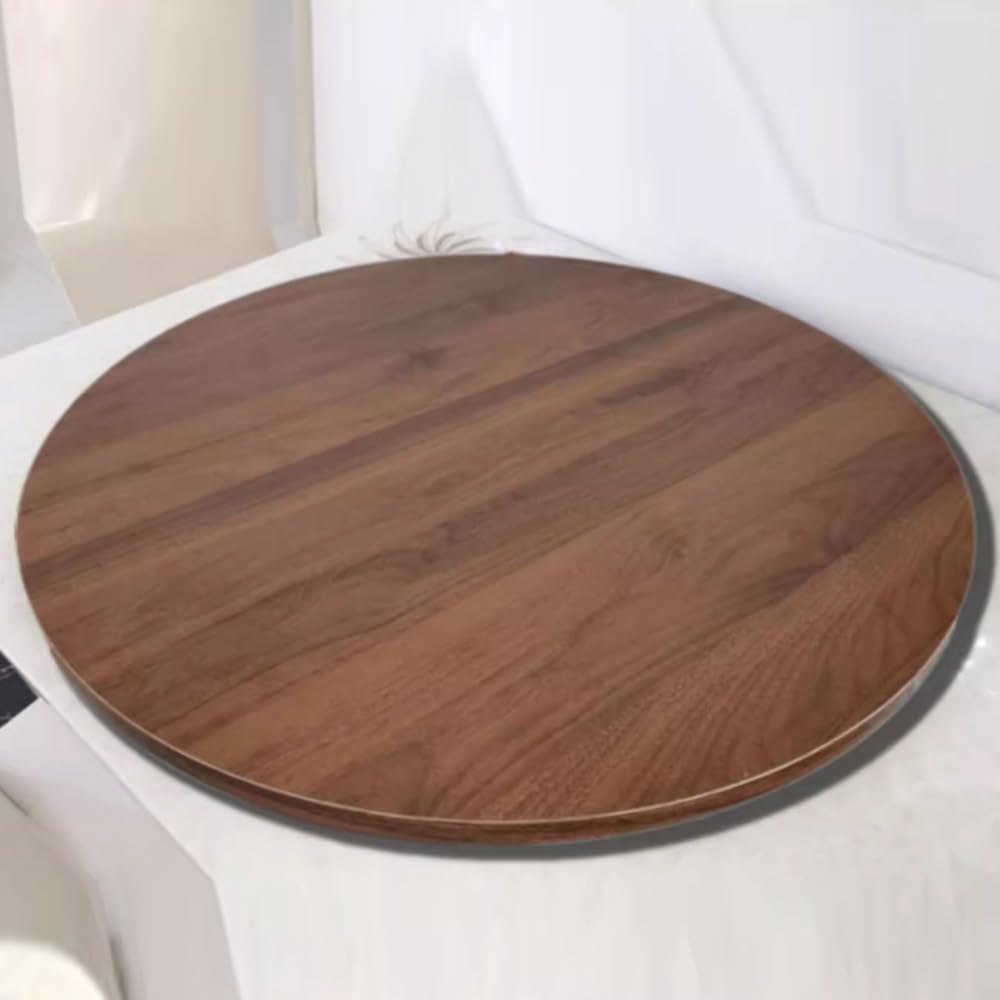 Tocadiscos de madera, bandeja giratoria con textura de mármol, mesa de comedor de cocina, plato giratorio para servir, protege la encimera, rústico