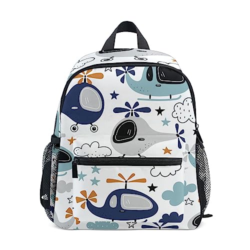 Sac à dos amusant pour enfant Mnsruu A1468 petit cartable motifs nuages et hélicoptères