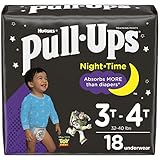 Pull-Ups Boys' Nighttime Potty Training Pants Training Underwear, 3T-4T, 18 Ct