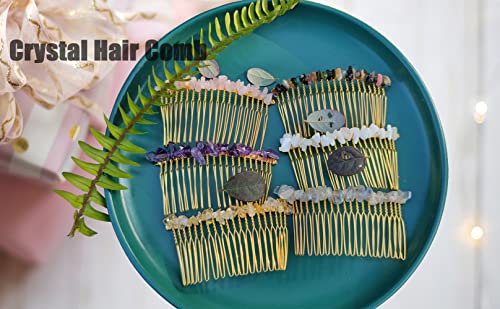 Decorative Hair Side Comb Rose Quartz Women Hair Comb Crystal Hair Accessories Amethyst Jeweled Tiara Handmade Set Of 3 #TOP6