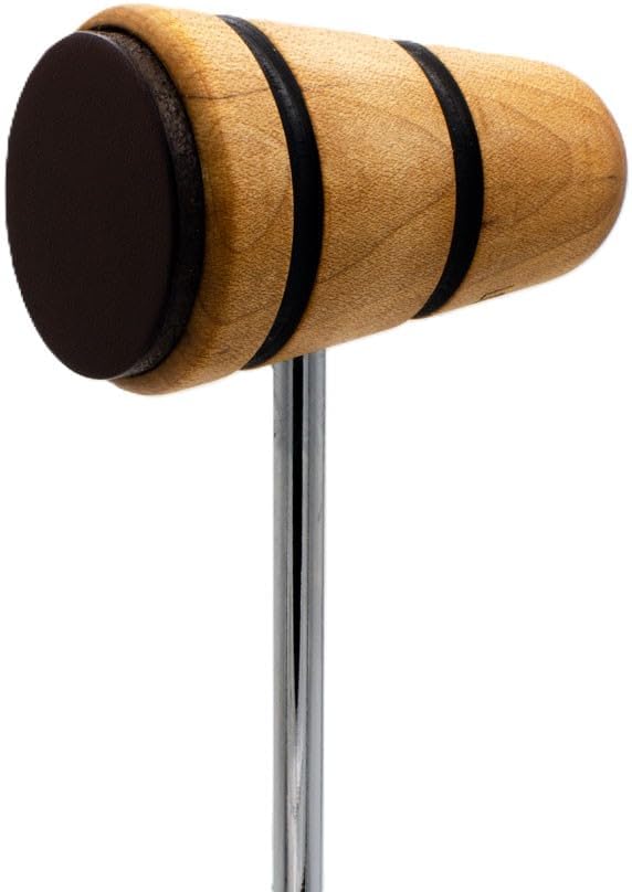 Low Boy Wood/Leather Bass Drum Beater - Versatile Mid-Weight Bass Drum Beater with Durable Leather Surface & Aerospace-Grade Steel Rods