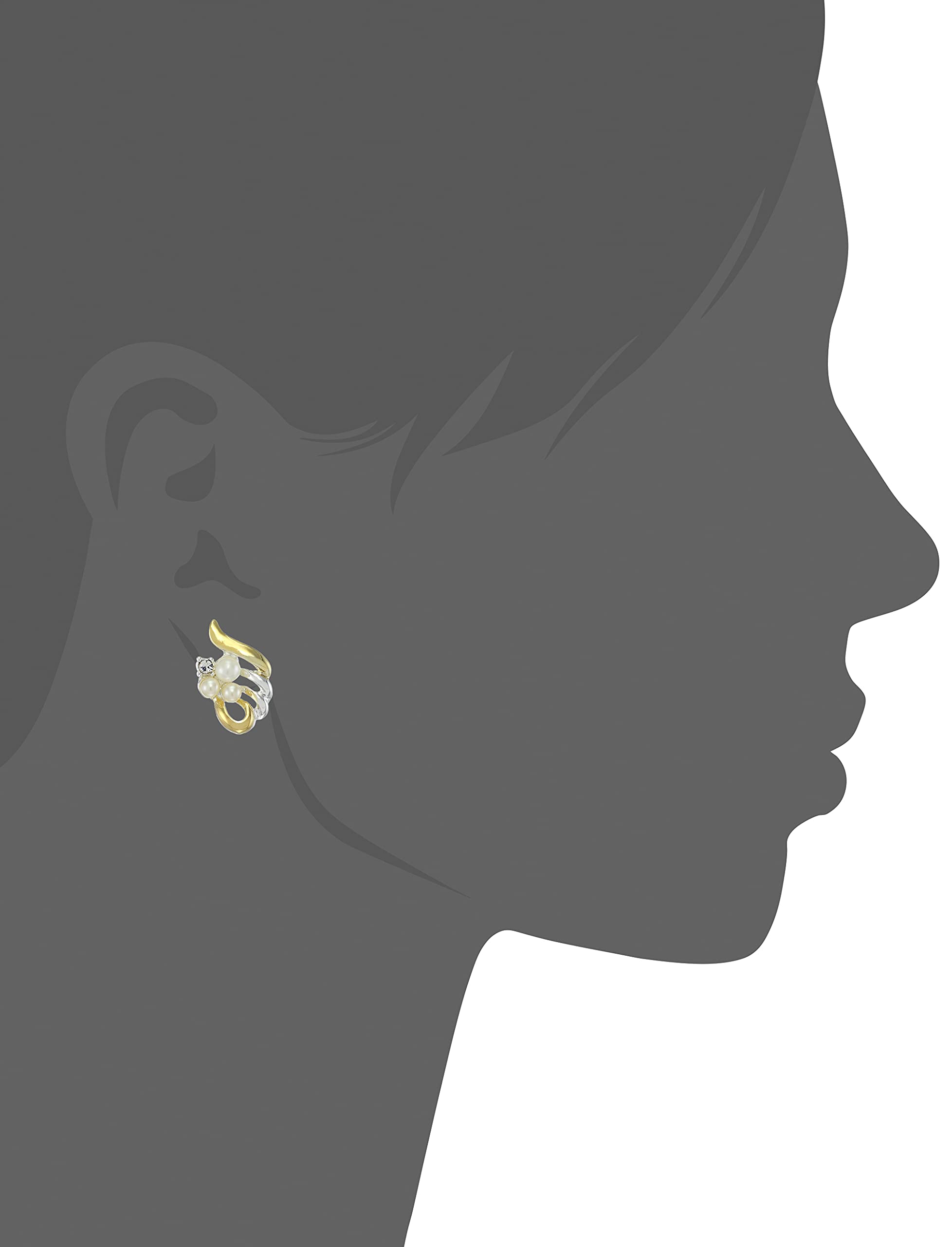 24 Kt Plated Floral Stud Earrings with Pearl and Crystal