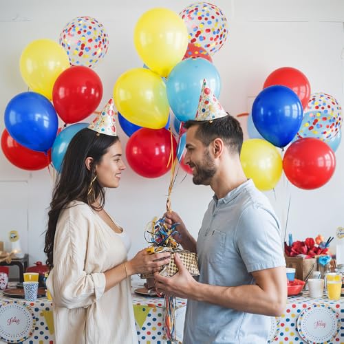 Image of Red Yellow Blue Balloons, 70-Pack Colorful Balloons Curious George birthday