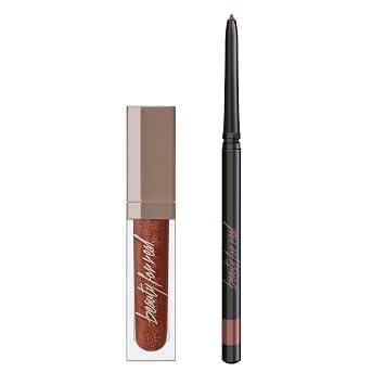 Beauty For Real Lip Kit, Love You So - Gloss + Shine Rebel Rebel & D-Fine Lip Pencil Neutral Deep - Non-Sticky Plumping & Hydrating Gloss and Complementary, Long-Wear Liner