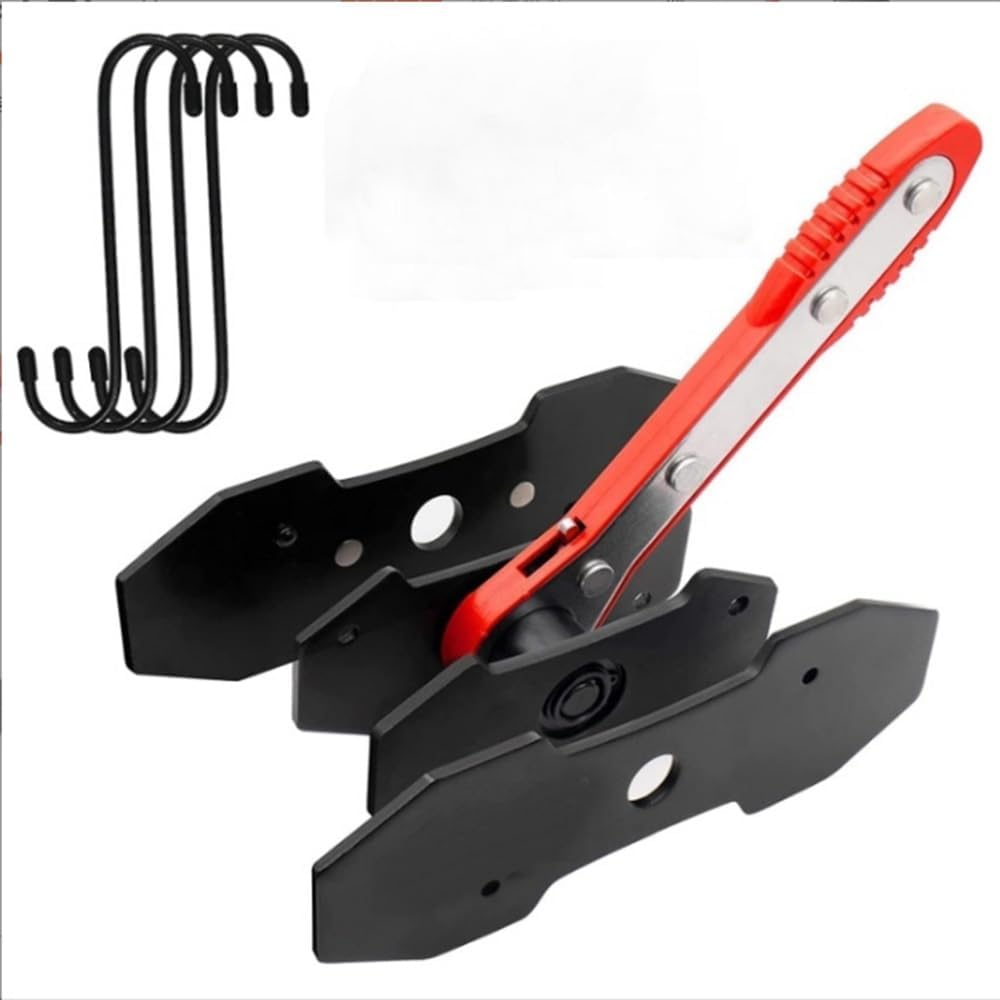 FOXCODE Brake Caliper Compression Tool Set with Dual Plates, 360° Ratchet Piston Compressor, with 4 PCS Caliper Hangers, Black and Red, Steel Construction