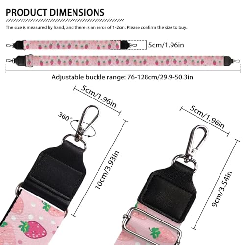 Image of Strawberry Wide Bag Straps Replacement Crossbody Polka Dot Guitar Straps for Handbags /Purses /Messenger /Duffel Bags Backpack Straps Replacement Adjustable Length from 30 inch to 50.3 inch