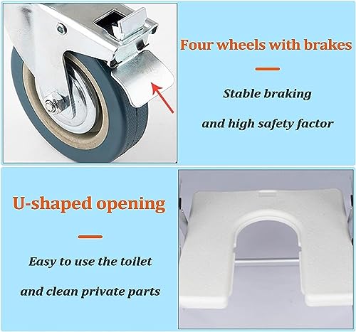Tabouret de douche pour fauteuil roulant pliable à roulettes - 6