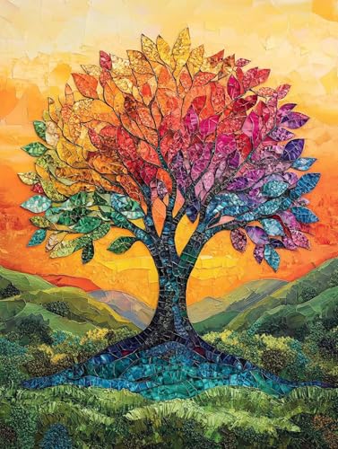 数字油絵 木 ペイントバイナンバー 植物 ナンバーペイント, DIY 絵 デジタル油絵 キット 初心者向け 簡単 Paint by Numbers ブラシとアクリル絵の具が入 手塗り DIY絵 オフィス インテリア リビング装飾, 女性へのギフト 20x3