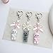 Misovela Cute Fuzzy Cat Keychain Y2K Aesthetic Kawaii Pink White Cat Lovers Decor Gifts Heart Bow Pendent Bag Charm (Gray)