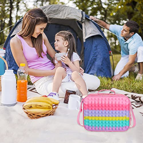 Kids Lunch Box,Girls Pop Lunch Box Tote Bag,Reusable Insulated Lunch Box For Girls, Rainbow Unicorn Lunch Box Bag For School,Lightweight Water Resistant Cooling Lunch Containers Durable Zippered #TOP4