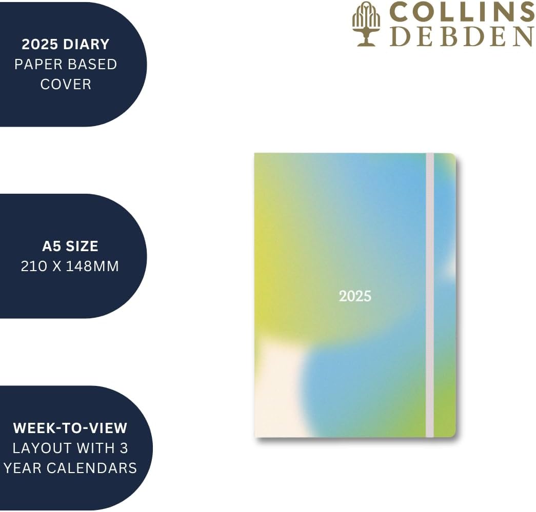 Abstract Gradients - A5 Week-To-View Diary - 2025 Calendar Year Planner Blue