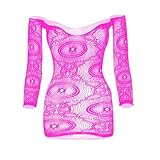 Cambkatl Men's Sheer Lace Lingerie Bodysuit Sissy Long Sleeve Square Neck Bodycon Mini Dress Crossdress One Piece Nightwear