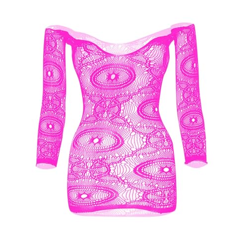 Cambkatl Men's Sheer Lace Lingerie Bodysuit Sissy Long Sleeve Square Neck Bodycon Mini Dress Crossdress One Piece Nightwear