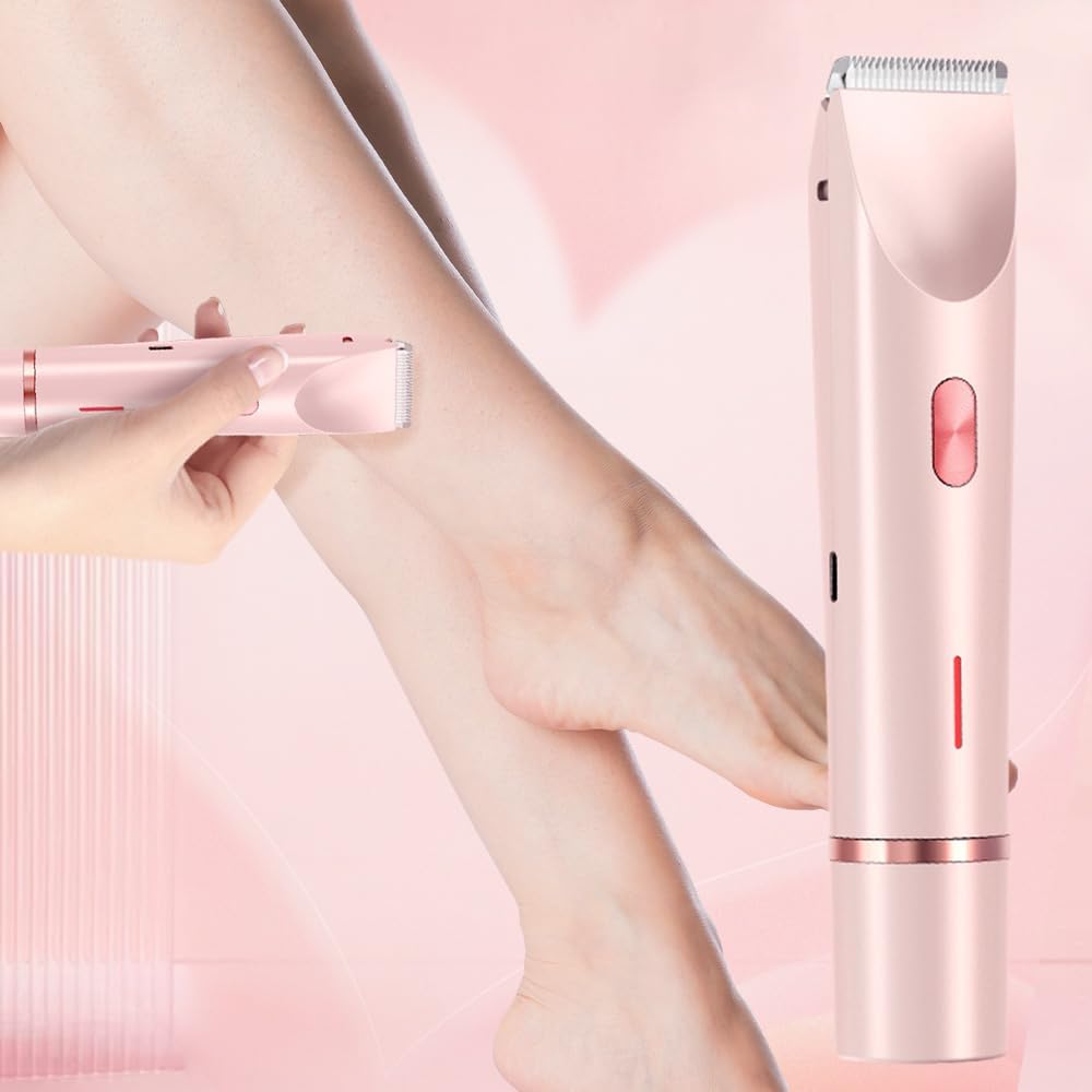 Women's Body Shaver, 2 in 1 Head Bikini Trimmer Rechargeable Eletctric Shaver for Women IPX7 Waterproof Wet and Dry Hair Trimmer for Facial Face Lip Chin Underarm Legs (Blue)