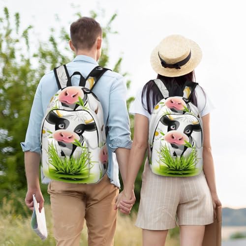 Sac à dos en toile imprimé vache pour ordinateur et cours