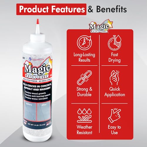 Gray 1.4 LB Magic Crack Filler Bottle - Easy, No-Mess Crack Repair for Concrete, Masonry & Asphalt - Durable & Weather-Resistant - Image 6
