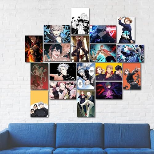 Image of ATEVON Jujutsu Kaisen Manga Wall Collage Kit - Pack of 18 Anime Posters, 300 GSM Prints for Room & Gaming Decor (6x4 Inches)
