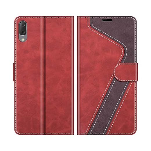 MOBESV fodral kompatibel med Sony Xperia L3, magnetiskt mobilfodral flip-fodral till Sony Xperia L3 telefonfodral, Röd