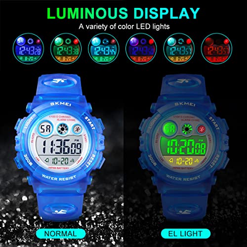 Image of GOLDEN HOUR Watches for Kids Digital Sport Waterproof Boys Girls Watch Outdoor 12 /24 H Alarm EL Backlight Stopwatch Military Child Wristwatch Ages 3-15