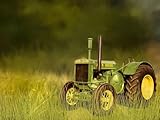 Vintage Green Tractor Fabric Panel - FAR-003 - Panel Size is 19.5 ” X 15.25”, Quality Quilting Cotton