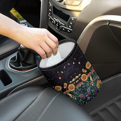 Image of Skull Mushroom Floral Car Trash Can Collapsible Trash Can Rubbish Bin Garbage Bin Decoration Car Interior Easy to Clean for Car SUV Trucks
