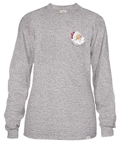 Image of Simply Southern Youth | Santa Claus is Coming to Town | Preppy and Stylish Girl's Gray Relaxed-Fit Small Long Sleeve T-Shirt