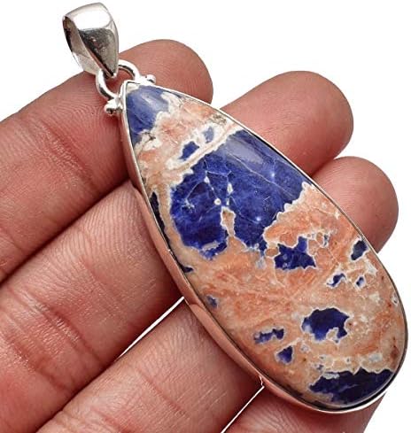 Natural Sodalite Gemstone 925 Sterling Silver Handmade Pendant For Women & Men image 5