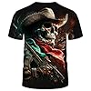 LAOLIUSN Tricolour T-Shirt for Men Summer Short Sleeve Tees Tops Mexico Theme Shirt Skull Graphic Shirt, Red, XXXXL #2