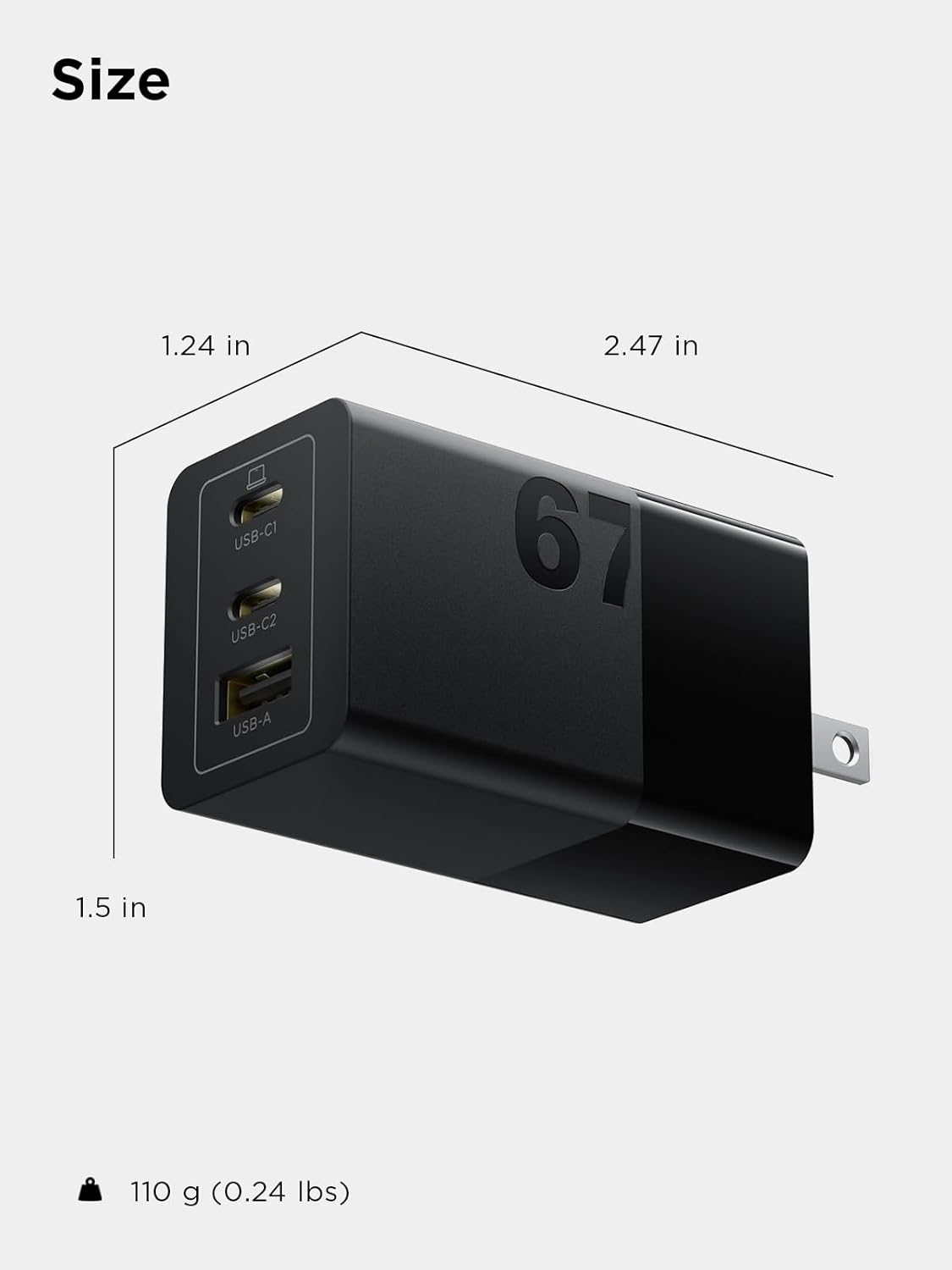 Lenovo 67W USB-C Charger, 3-Port Multi-Device Fast Charging, Advanced GaN Charger Block, Compact Fast Wall Charger, for MacBook Pro/Air, Dell XPS, iPhone 16 Series, Samsung Galaxy, and More