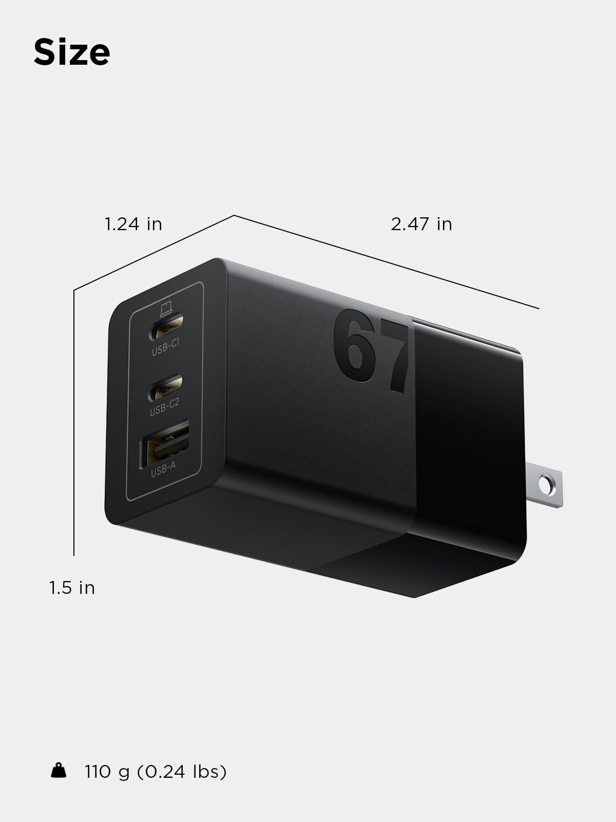 Lenovo - Caricatore USB-C da 67 W, ricarica rapida multi-dispositivo a 3 porte, blocco caricatore avanzato GAN, caricabatterie da parete compatto e veloce, per MacBook Pro/Air, DELL XPS, iPhone 16