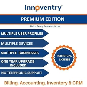 Innoventry – Premium Edition – No Telephonic Support – Perpetual License | Multiple PC-Offline Edition | Multiple User Profies | Billing,…