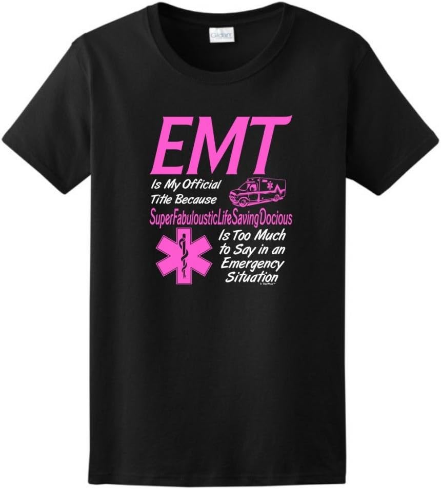 EMT My Official Title Humorous Ladies T-Shirt Large Black